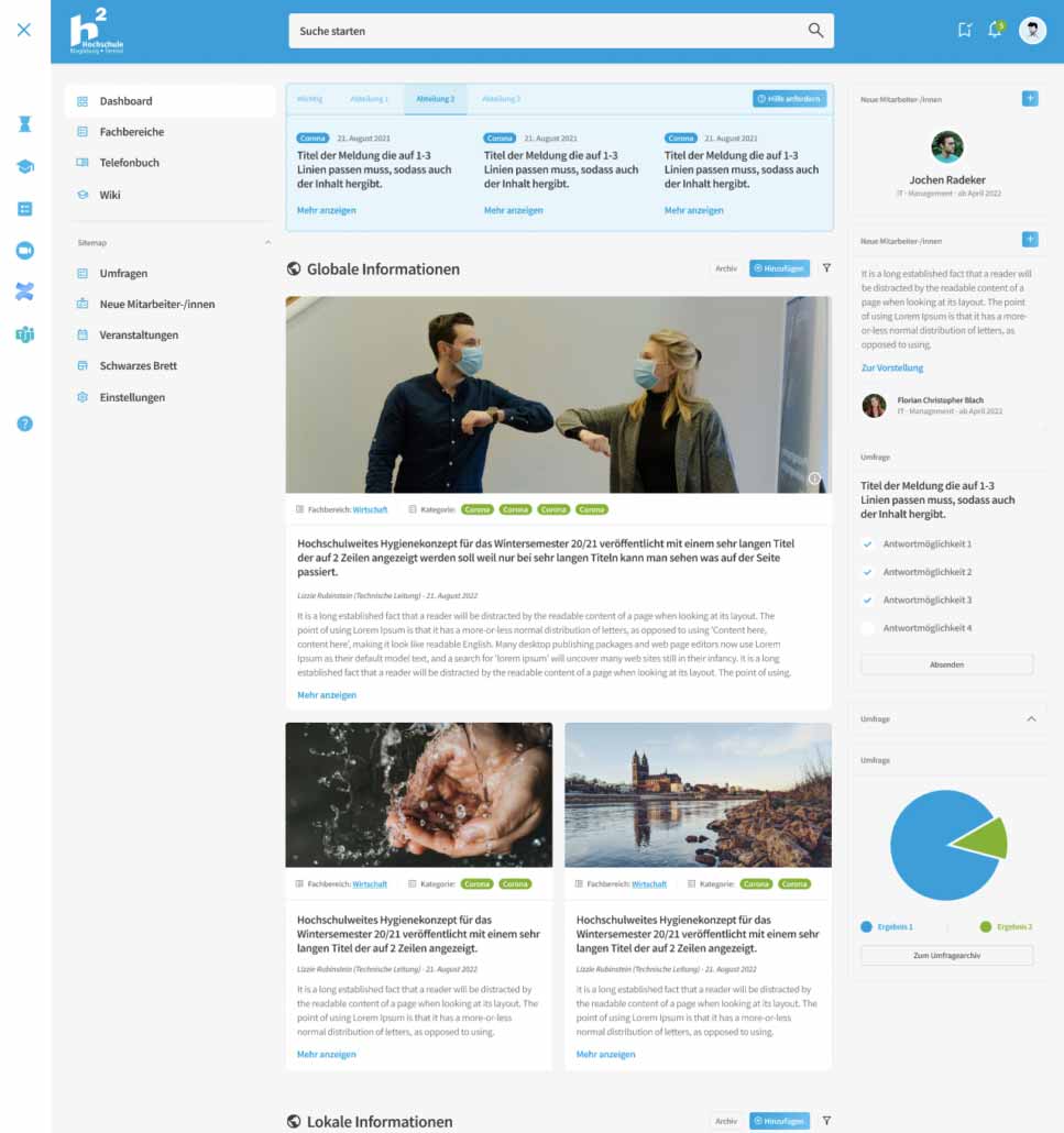 Screenshot einer Frontend-Webseite bereitgestellt durch die comundus GmbH